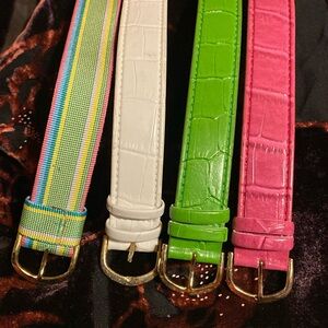 Set of 4 new watch bands, pink,green, white and multicolored. 9”